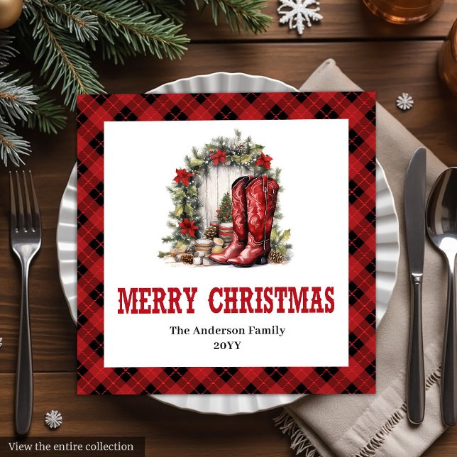 Serviette En Papier Country Western Plaid Christmas Paper Napkins (Country Western Plaid Christmas Paper Napkins)