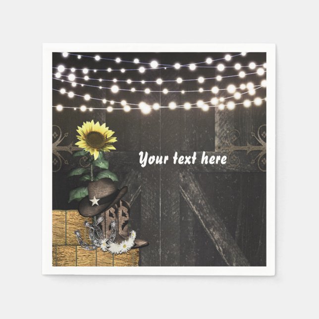 Serviette En Papier Country Western Rustic Grange Porte Naples (Devant)