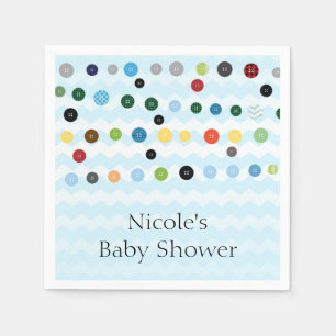 Serviette En Papier Coup De Baby shower Bleu Bouton