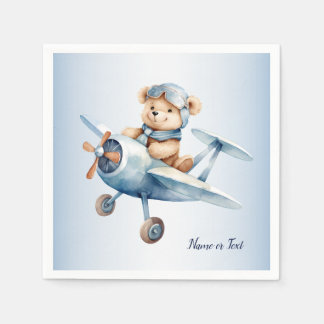 Serviette En Papier Coup de coeur Bleu Bear Pilote avion