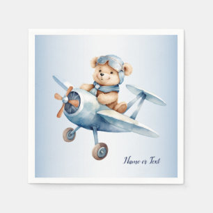 Serviette En Papier Coup de coeur Bleu Bear Pilote avion