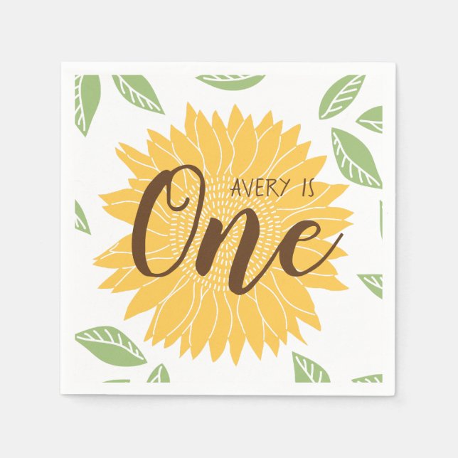 Serviette En Papier Coup de coeur Sunflower Baby's 1st Birthday (Devant)