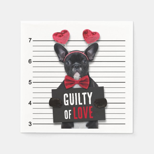 Serviette En Papier Coupable Amour Chien Mugshot Drôle Saint Valentin (Devant)