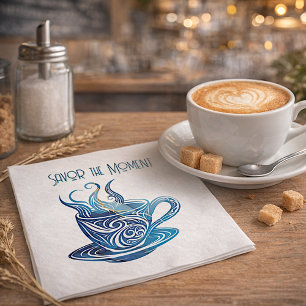 Serviette En Papier Coupe Artistique de Café Bleu avec Motifs de tourb