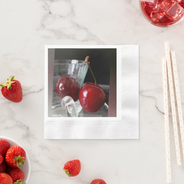 Serviette En Papier Coupe de cerises (En situation)