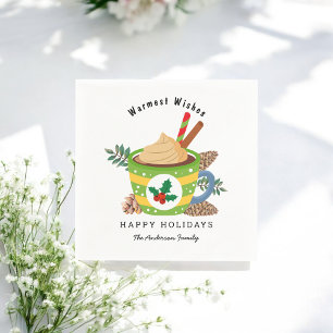 Serviette En Papier Coupe de chocolat chaud de Noël Vert Blanc