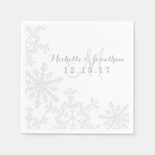 Serviette En Papier Coupe laser Silver Snowflakes Mariage d'hiver Napk