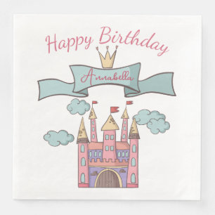 Serviette En Papier Coupe rose Fairy Tale Princess Castle Nom personna