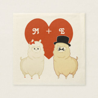 Serviette En Papier Couple Alpaca mignon