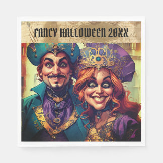 Serviette En Papier Couple de caricature fou habillé en violet