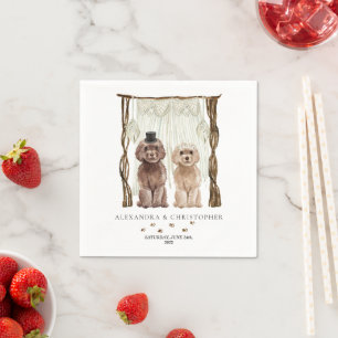 Serviette En Papier Couple de chien Cavapoo Brun Décor