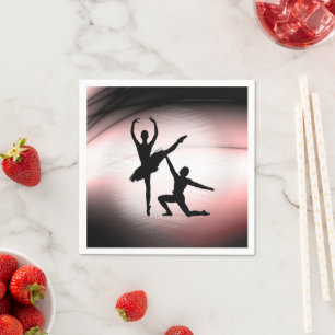 Serviette En Papier Couple de danse de ballet accent rose