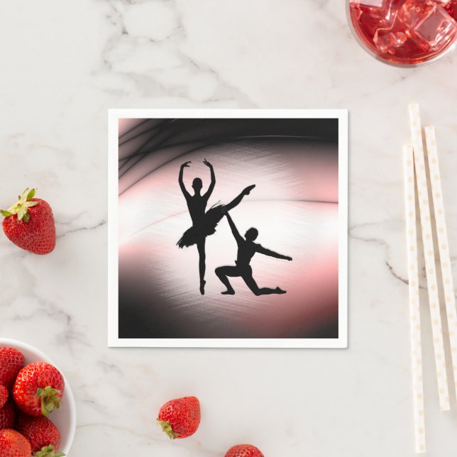 Serviette En Papier Couple de danse de ballet accent rose (En situation)