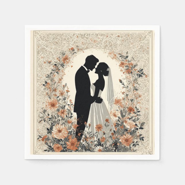 Serviette En Papier Couple de mariage romantique (Devant)