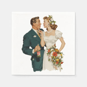 Serviette En Papier Couple de mariage vintage Moment romantique