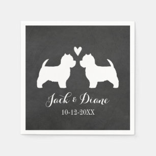 Serviette En Papier Couple de mariage Westies avec texte personnalisé
