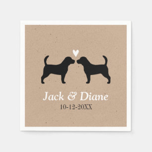 Serviette En Papier Couple de mariés Beagles avec texte personnalisé