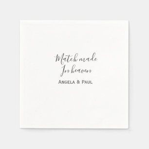 Serviette En Papier Couple de mariés nom mariage simple fait au ciel