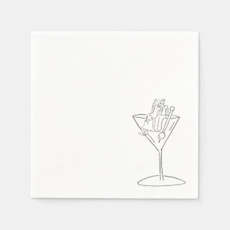 Serviette En Papier Couple de mariés sur un dessous de verre pour cock