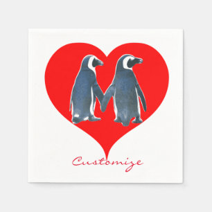 Serviette En Papier Couple de pingouin Inséparable Red Heart Thunder_
