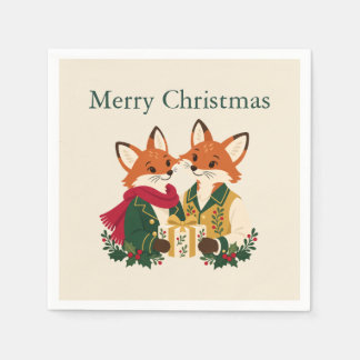 Serviette En Papier Couple de renards de la forêt enchantée pour la fê