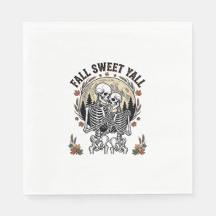 Serviette En Papier Couple de squelettes d'automne Gravure vintage T-s