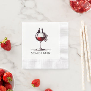 Serviette En Papier Couple de vin rouge