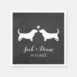 Serviette En Papier Couple Mariage Basset Hounds avec texte personnali