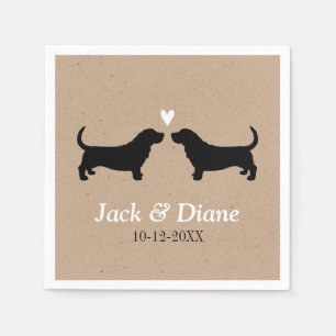 Serviette En Papier Couple Mariage Basset Hounds avec texte personnali