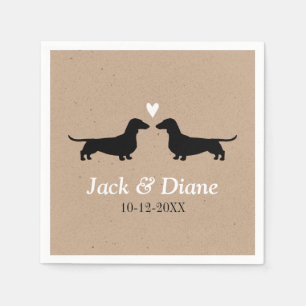 Serviette En Papier Couple Mariage Dachshund avec texte personnalisé