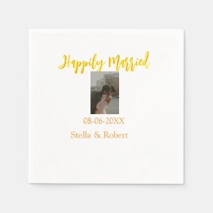 Serviette En Papier Couple marié heureux photo rétro jaune orange