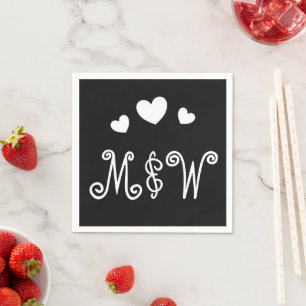 Serviette En Papier Couple Monogrammes personnalisés Love Papier Napki