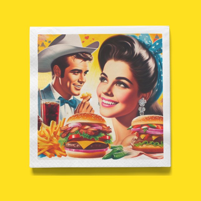 Serviette En Papier Couple Rétro Fast Food (Créateur téléchargé)