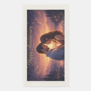 Serviette En Papier Couple romantique pour l'anniversaire au coucher d