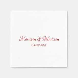 Serviette En Papier Couple Script personnalisé Nom Date Mariage élégan