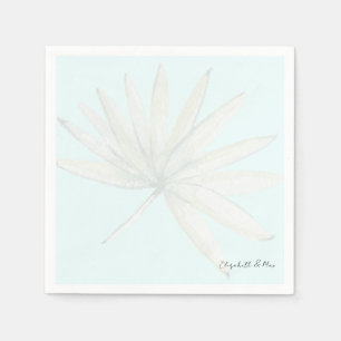Serviette En Papier Couple Tropical Bleu de glace Nom Mariage