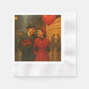 Serviette En Papier Couple vintage de la Saint-Valentin