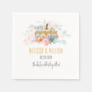 Serviette En Papier Couples Automne Baby shower Citrouille Floral Cust
