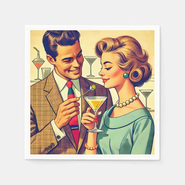 Serviette En Papier Couples de fête cocktail de milieu de siècle - Ten (Devant)