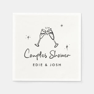 Serviette En Papier Couples douche moderne naturel élégant manuscrit