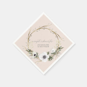 Serviette En Papier Couples Fête des mariées Floral Wreath rose n blan