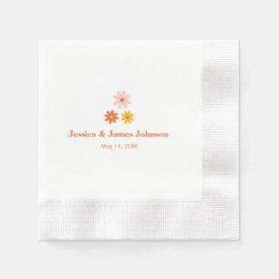 Serviette En Papier Couples modernes Retro Daisy Nom Mariage Napkins