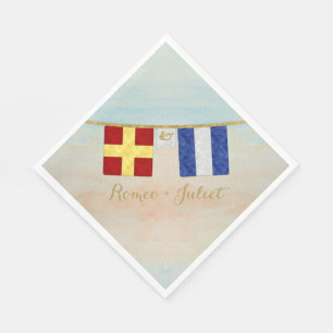 Serviette En Papier Couples Monogramme Signal Maritime Drapeaux Aquare