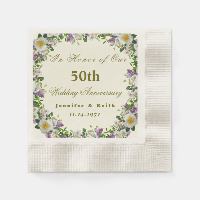 Serviette En Papier Couples personnalisés 50e anniversaire de Mariage (Devant)