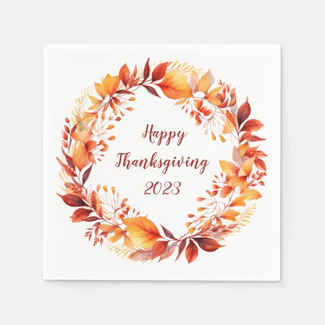 Serviette En Papier Courbe d'aquarelle à partir de feuilles d'automne  (Devant)