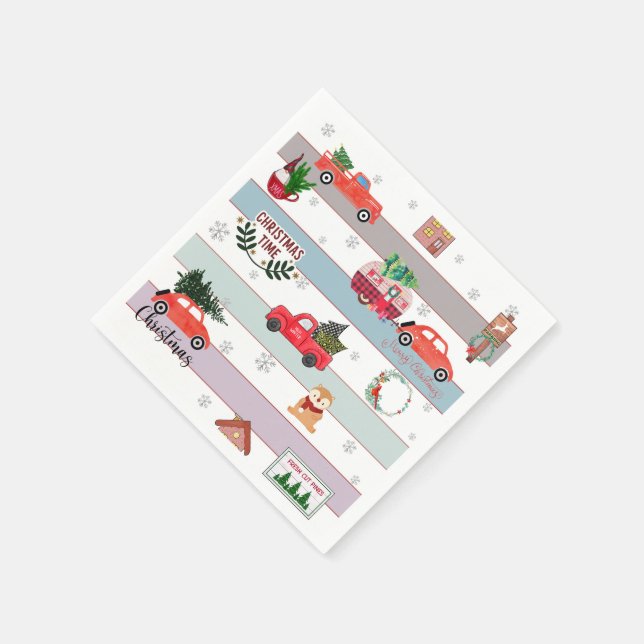 Serviette En Papier Courbe d'arbre de Noël (Coin)