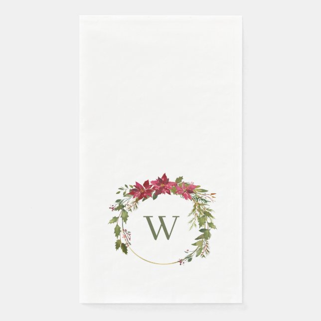 Serviette En Papier Courbe de Noël classique Monogramme papier invité (Devant)