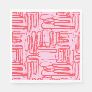 Serviette En Papier Courbe Rose Gribouillis Abstrait Moderne