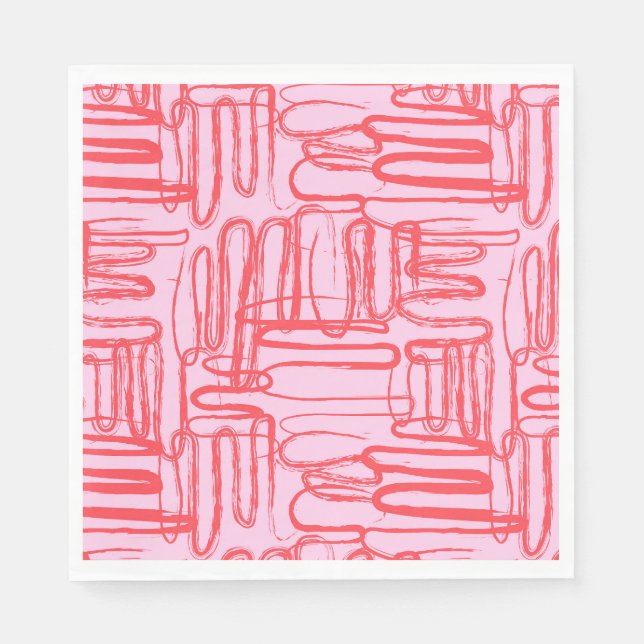 Serviette En Papier Courbe Rose Gribouillis Abstrait Moderne (Devant)