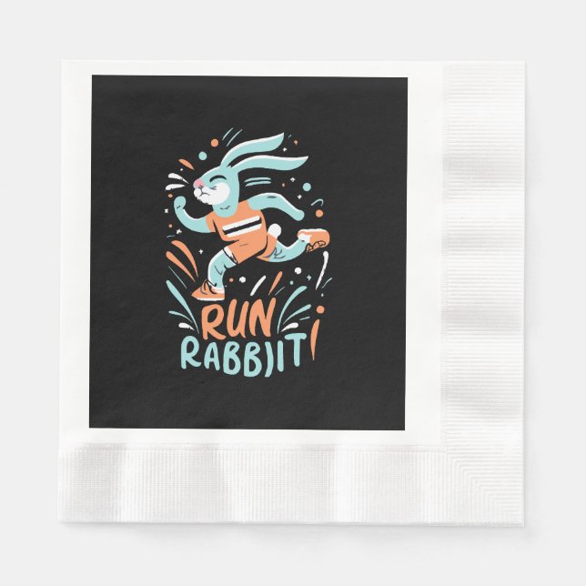 Serviette En Papier courir lapin marathon coureur lapin mignon (Devant)